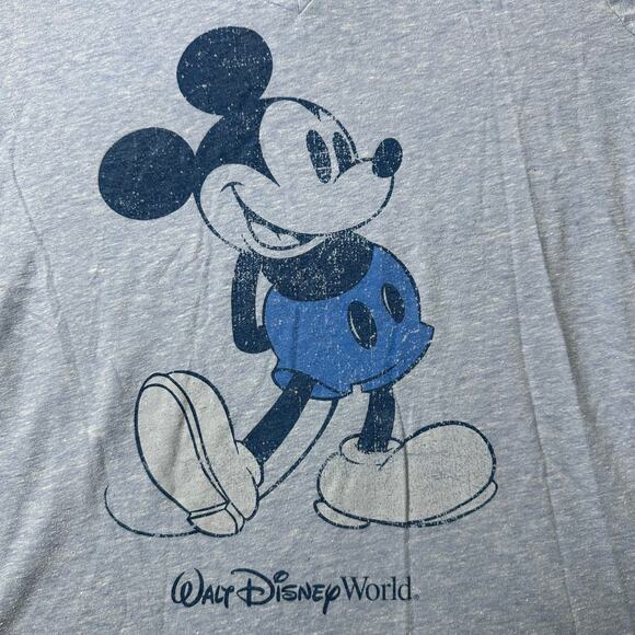 Disney Mickey Mouse Womens SS V‎ Neck Blue Tshirt Size M - Picture 2 of 8